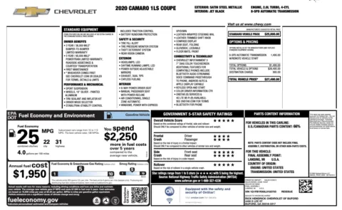 Photos of 2020 Chevrolet Camaro 1LS for sale in Alvin, TX at Auto Boutique Texas