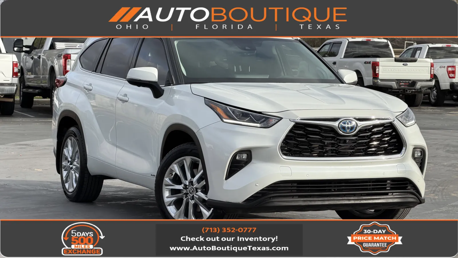 White 2023 Toyota Highlander Hybrid Limited for sale in Alvin, TX