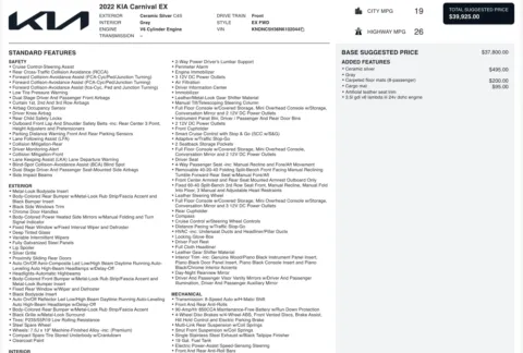 Photos of 2022 Kia Carnival EX for sale in Alvin, TX at Auto Boutique Texas