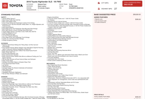 Photos of 2018 Toyota Highlander XLE for sale in Alvin, TX at Auto Boutique Texas