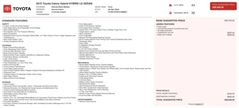 Photos of 2015 Toyota Camry Hybrid LE for sale in Alvin, TX at Auto Boutique Texas