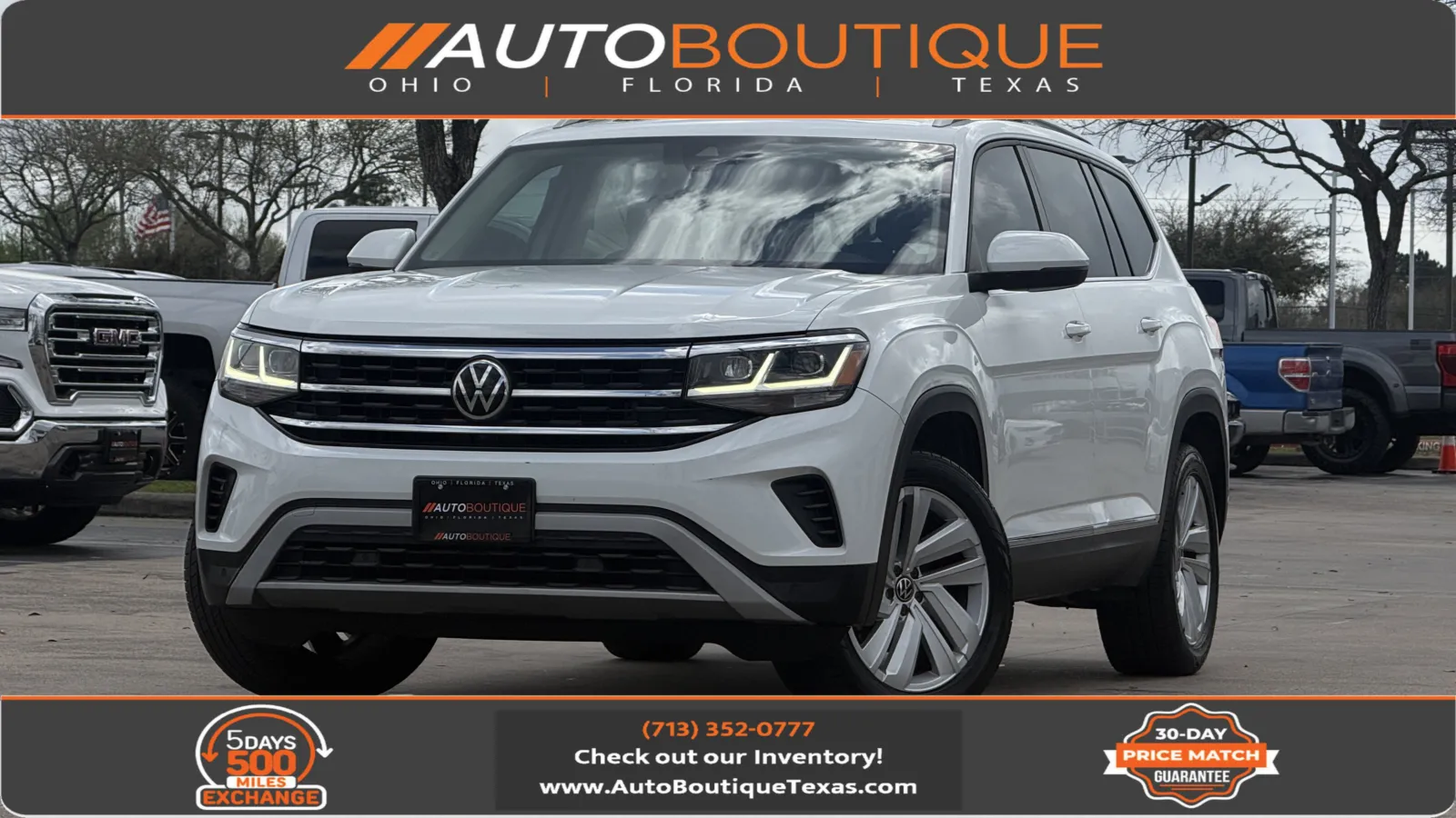 White 2021 Volkswagen Atlas 3.6L V6 SEL for sale in Alvin, TX