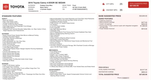 Photos of 2016 Toyota Camry SE for sale in Alvin, TX at Auto Boutique Texas