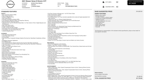 Photos of 2021 Nissan Versa S for sale in Alvin, TX at Auto Boutique Texas