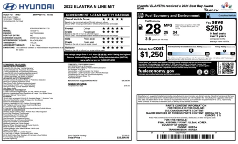 Photos of 2022 Hyundai Elantra N Line for sale in Alvin, TX at Auto Boutique Texas