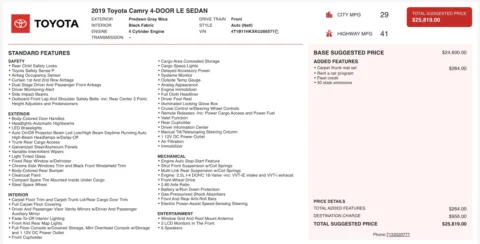 Photos of 2019 Toyota Camry LE for sale in Alvin, TX at Auto Boutique Texas