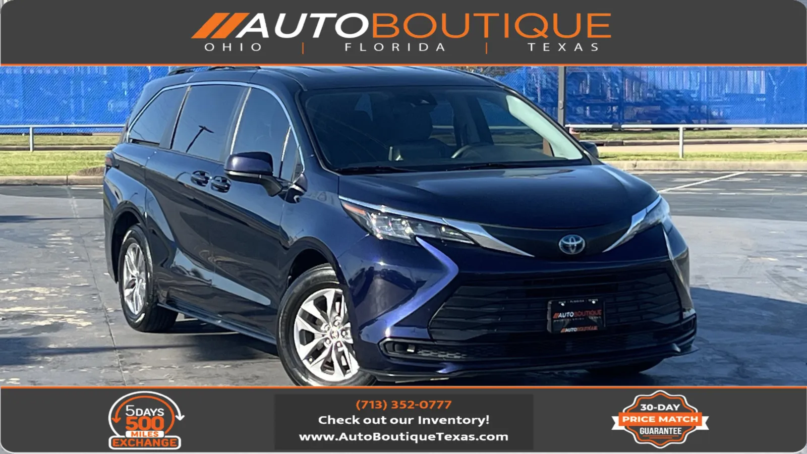 Blue 2022 Toyota Sienna LE for sale in Alvin, TX