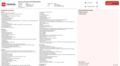 Photos of 2022 Toyota Camry SE Nightshade for sale in Alvin, TX at Auto Boutique Texas