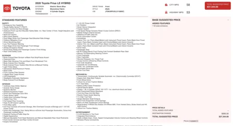 Photos of 2020 Toyota Prius LE for sale in Alvin, TX at Auto Boutique Texas