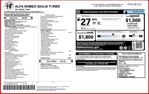 Photos of 2021 Alfa Romeo Giulia Ti for sale in Alvin, TX at Auto Boutique Texas