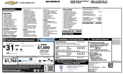 Photos of 2024 Chevrolet Malibu RS for sale in Alvin, TX at Auto Boutique Texas