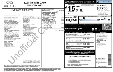 Photos of 2021 INFINITI QX80 SENSORY for sale in Alvin, TX at Auto Boutique Texas