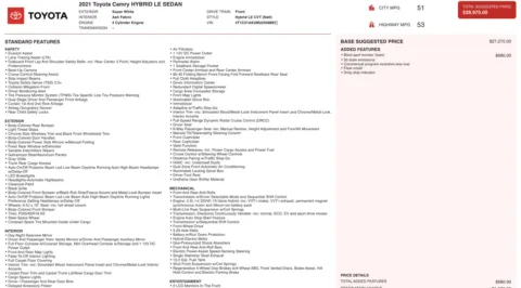 Photos of 2021 Toyota Camry Hybrid LE for sale in Alvin, TX at Auto Boutique Texas