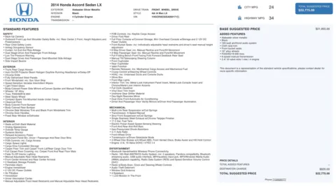 Photos of 2014 Honda Accord Sedan LX for sale in Alvin, TX at Auto Boutique Texas