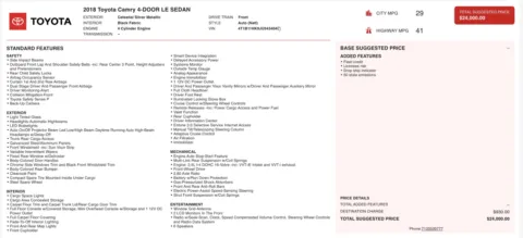 Photos of 2018 Toyota Camry LE for sale in Alvin, TX at Auto Boutique Texas