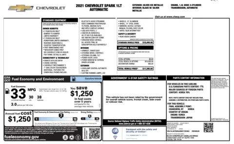 Photos of 2021 Chevrolet Spark 1LT for sale in Alvin, TX at Auto Boutique Texas