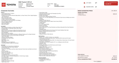 Photos of 2020 Toyota C-HR LE for sale in Alvin, TX at Auto Boutique Texas