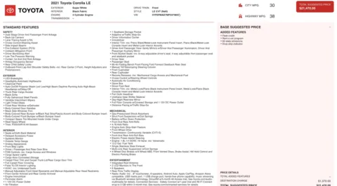 Photos of 2021 Toyota Corolla LE for sale in Alvin, TX at Auto Boutique Texas