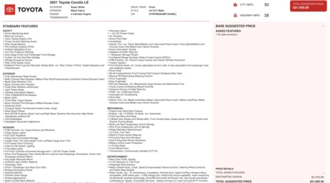 Photos of 2021 Toyota Corolla LE for sale in Alvin, TX at Auto Boutique Texas