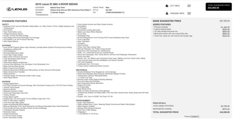 Photos of 2016 Lexus IS 200t for sale in Alvin, TX at Auto Boutique Texas