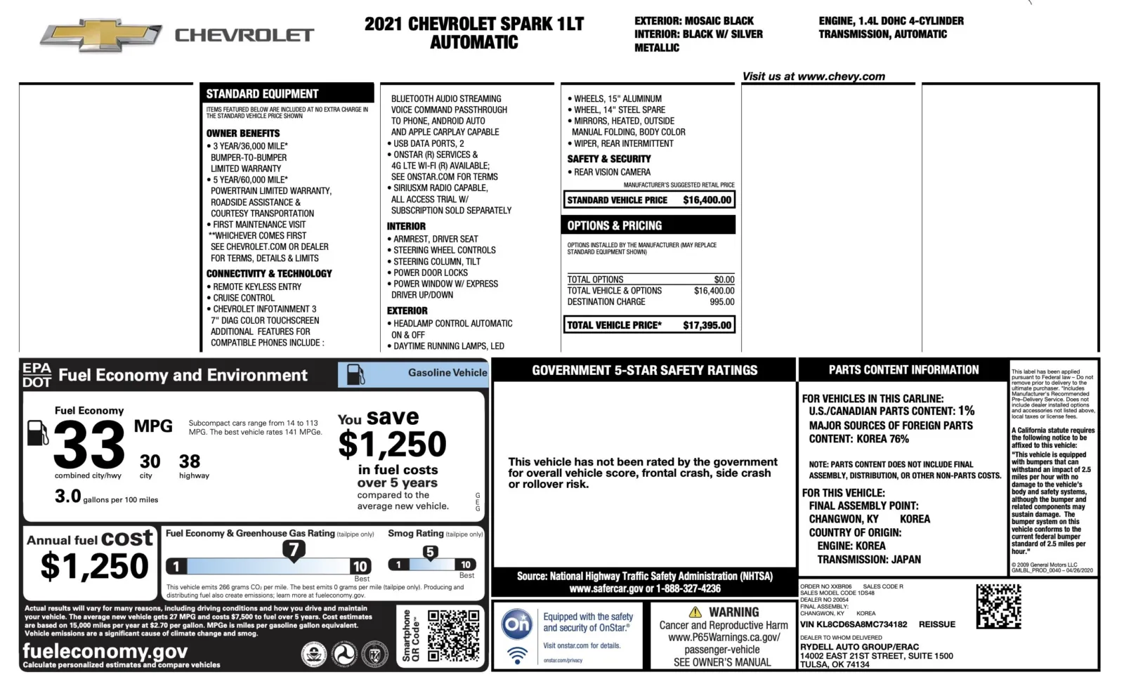 2021 Chevrolet Spark 1LT for sale in Alvin, TX