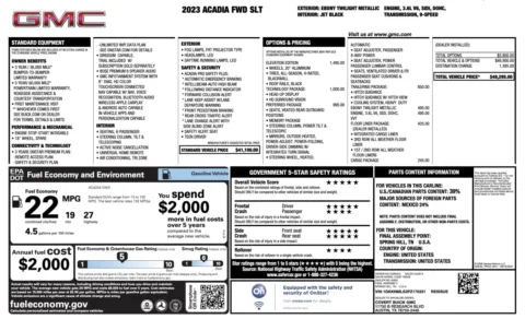 Photos of 2023 GMC Acadia SLT for sale in Alvin, TX at Auto Boutique Texas