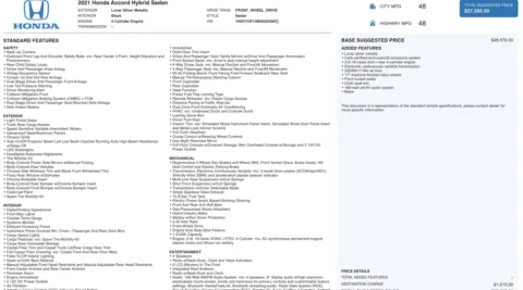 Photos of 2021 Honda Accord Hybrid for sale in Alvin, TX at Auto Boutique Texas