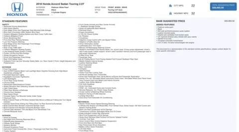 Photos of 2018 Honda Accord Sedan Touring 2.0T for sale in Alvin, TX at Auto Boutique Texas