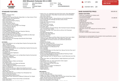 Photos of 2022 Mitsubishi Outlander ES for sale in Alvin, TX at Auto Boutique Texas