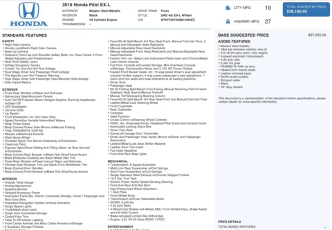 Photos of 2016 Honda Pilot EX-L for sale in Alvin, TX at Auto Boutique Texas