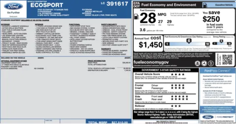 Photos of 2020 Ford EcoSport Titanium for sale in Alvin, TX at Auto Boutique Texas