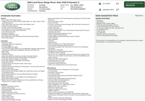 Photos of 2020 Land Rover Range Rover Velar R-Dynamic S for sale in Alvin, TX at Auto Boutique Texas