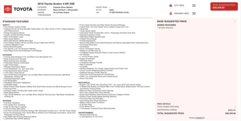 Photos of 2019 Toyota Avalon XSE for sale in Alvin, TX at Auto Boutique Texas