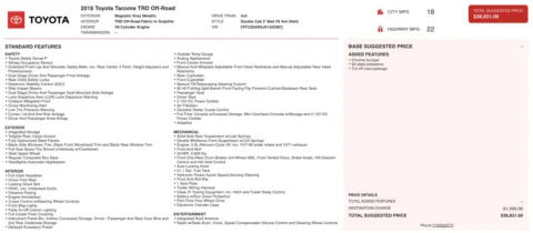 Photos of 2018 Toyota Tacoma TRD Off Road for sale in Alvin, TX at Auto Boutique Texas