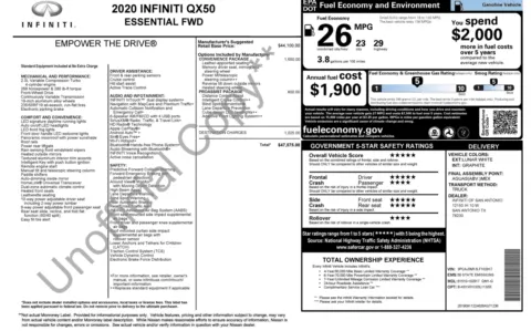 Photos of 2020 INFINITI QX50 ESSENTIAL for sale in Alvin, TX at Auto Boutique Texas
