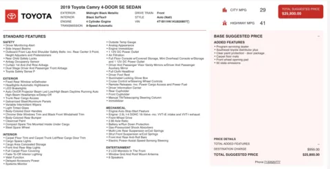 Photos of 2019 Toyota Camry SE for sale in Alvin, TX at Auto Boutique Texas