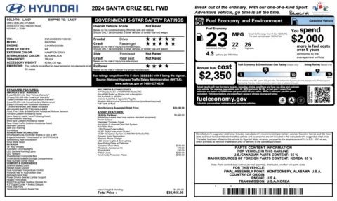 Photos of 2024 Hyundai Santa Cruz SEL for sale in Alvin, TX at Auto Boutique Texas