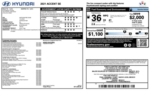 Photos of 2021 Hyundai Accent SE for sale in Alvin, TX at Auto Boutique Texas