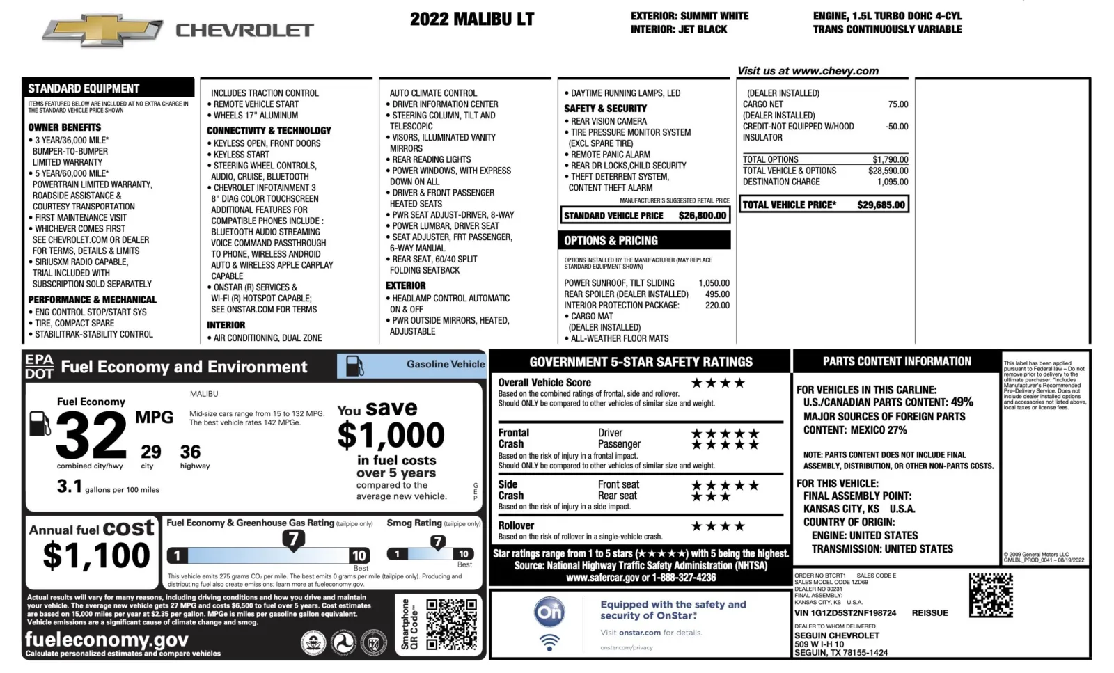 2022 Chevrolet Malibu LT for sale in Alvin, TX