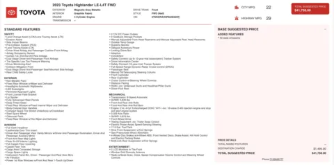 Photos of 2023 Toyota Highlander LE for sale in Alvin, TX at Auto Boutique Texas