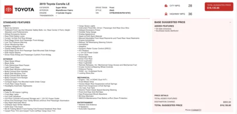 Photos of 2019 Toyota Corolla L for sale in Alvin, TX at Auto Boutique Texas