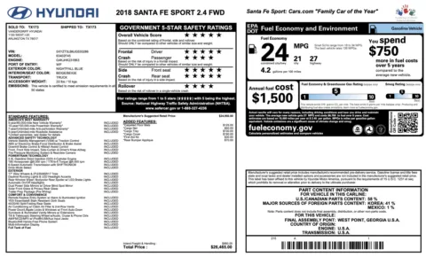 Photos of 2018 Hyundai Santa Fe Sport 2.4L for sale in Alvin, TX at Auto Boutique Texas