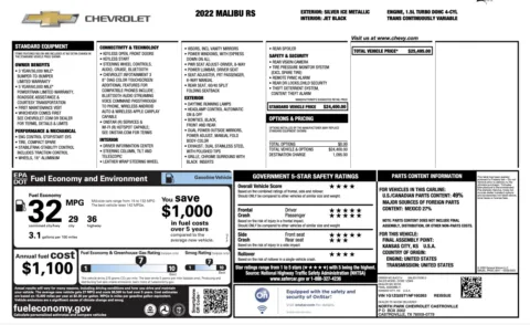 Photos of 2022 Chevrolet Malibu RS for sale in Alvin, TX at Auto Boutique Texas