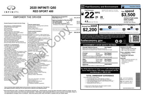 Photos of 2020 INFINITI Q50 RED SPORT 400 for sale in Alvin, TX at Auto Boutique Texas