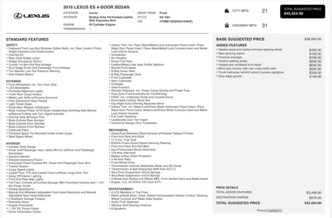 Photos of 2016 Lexus ES 350 for sale in Alvin, TX at Auto Boutique Texas