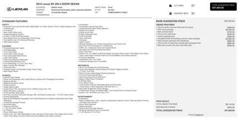 Photos of 2015 Lexus ES 350 for sale in Alvin, TX at Auto Boutique Texas