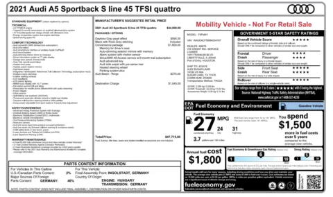 Gray 2021 Audi A5 Sportback S line Premium for sale in Alvin, TX