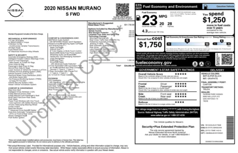 Photos of 2020 Nissan Murano S for sale in Alvin, TX at Auto Boutique Texas