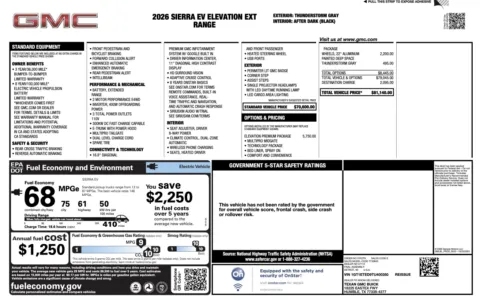 Photos of 2026 GMC Sierra EV Extended Range Elevation for sale in Alvin, TX at Auto Boutique Texas