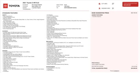 Photos of 2021 Toyota C-HR XLE for sale in Alvin, TX at Auto Boutique Texas